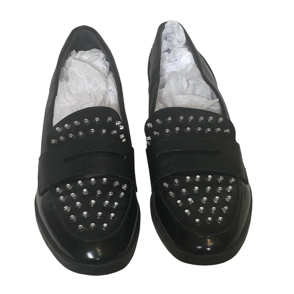 Circus by Sam Edelman, Black Patent leather loafers, LALI, silver studs NWOB